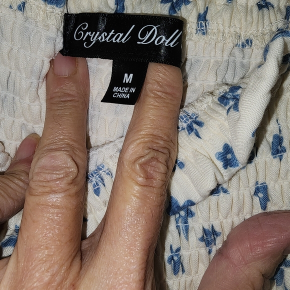 Crystal Doll White and Blue Floral Tiered Sundress Easter Spring Summer - Picture 3 of 7